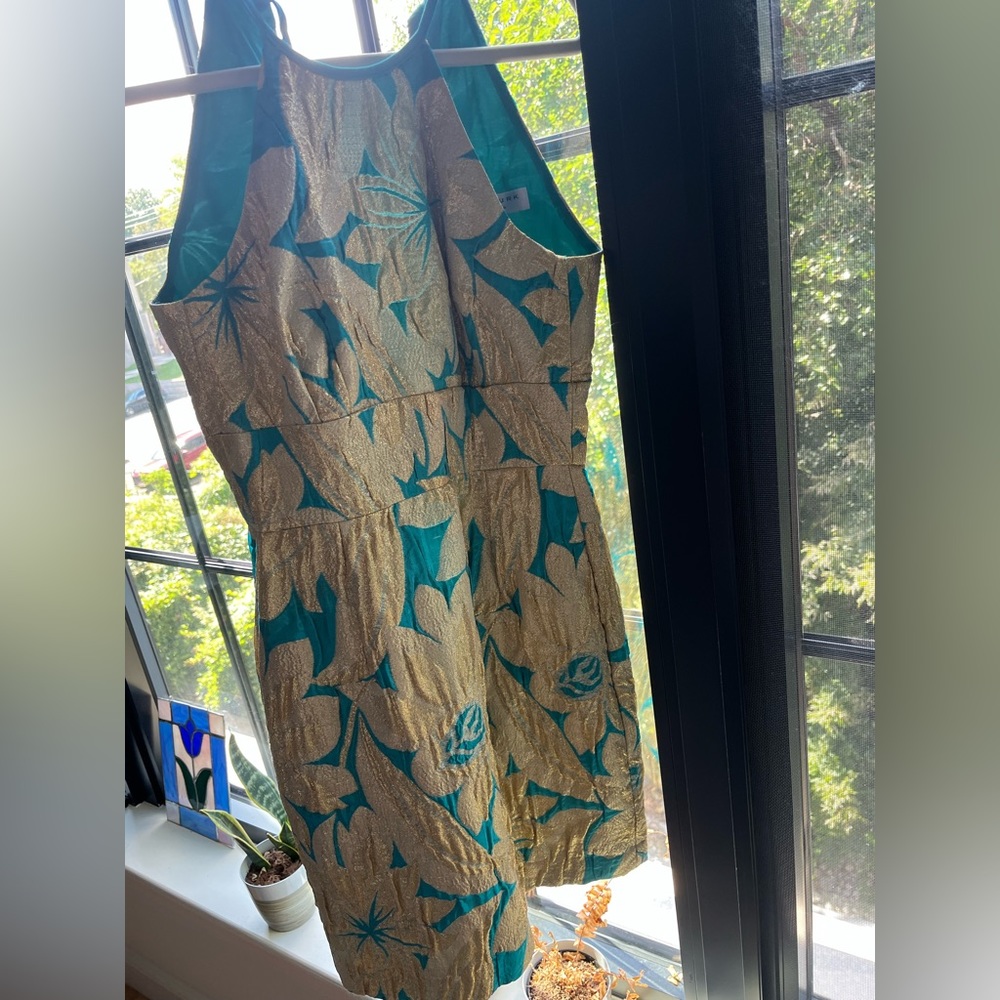 Trina Turk Gold and Turquoise Gorgeous Dress!!! Like new condition!!